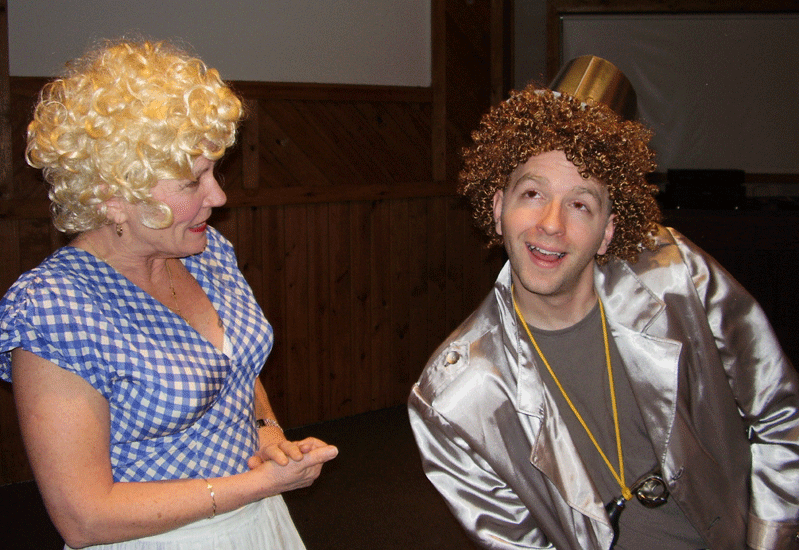 Arlene Merryman as Dorothy is charmed by Ryan Sears as the silent Tin Man.