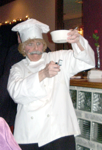 Chef Ethel warms the soup