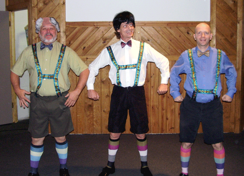 Gino Angelo, Butch Maxwell and Ryan Sears as the Three Minchkin Stooges